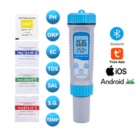 Medidor Digital de PH 7 en 1 Multiparámetro PH ORP EC TDS Sal SG Temperatura + Bluetooth