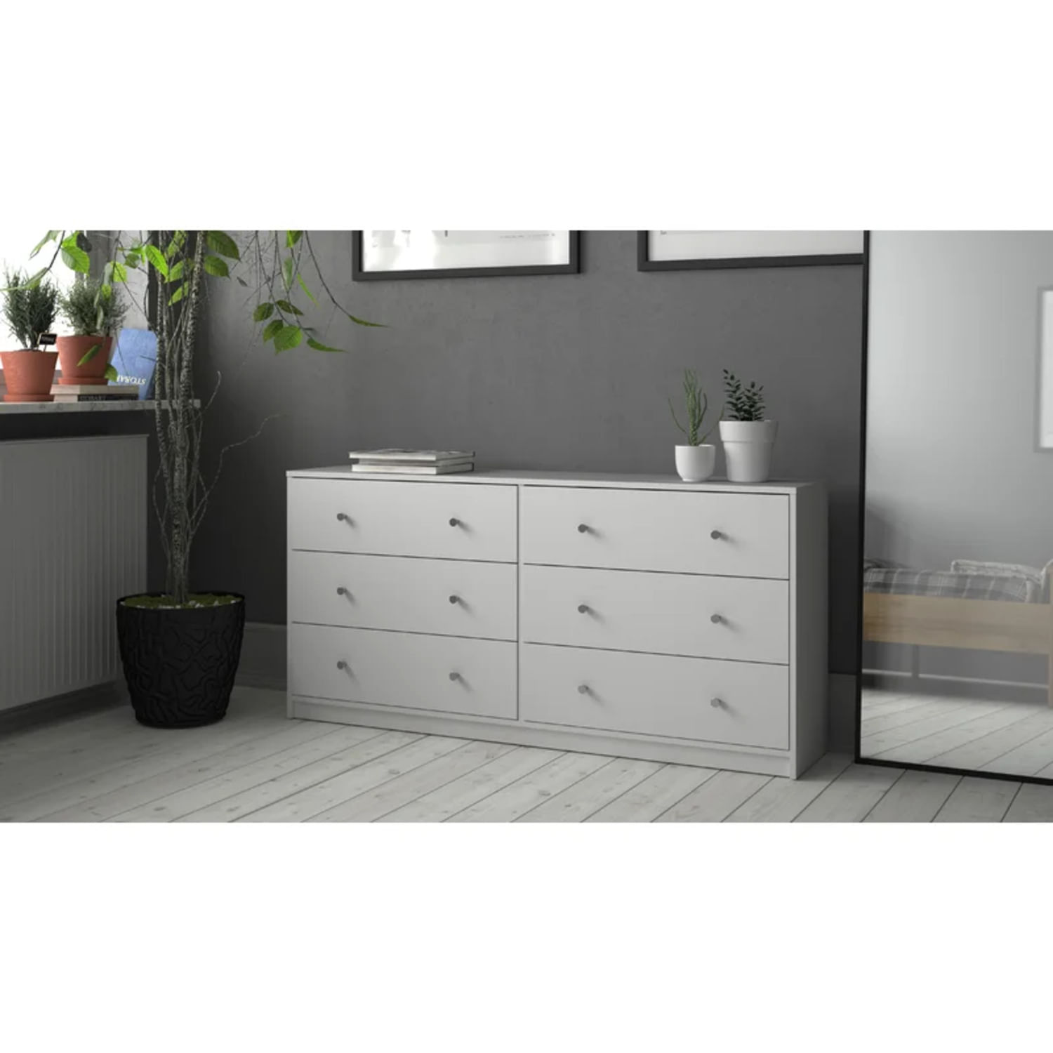 Cómoda Moderna Serna 6 Cajones Blanco R&R MUEBLES