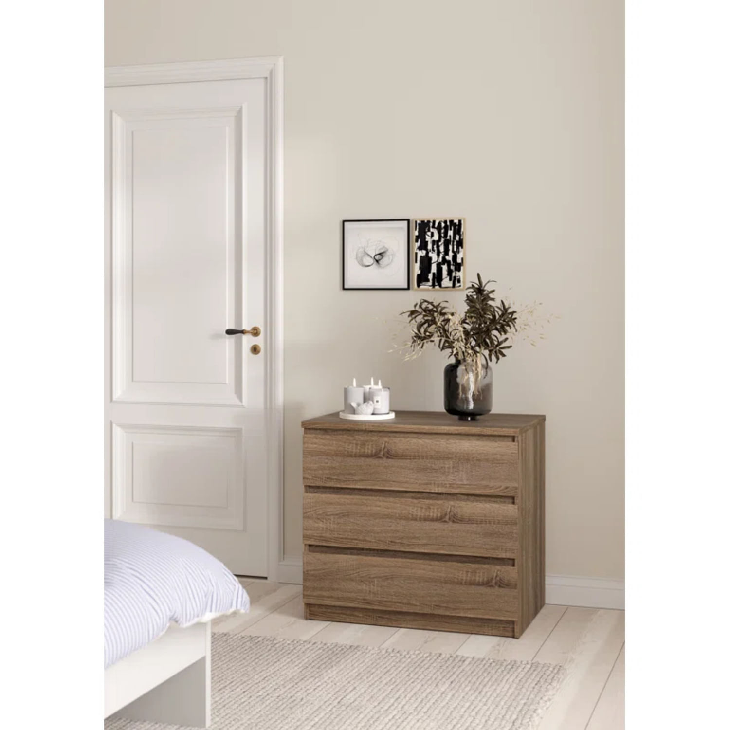 Cómoda Moderna 3 Cajones Sandoval Marrón R&R MUEBLES