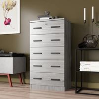 Cómoda con Llave George 5 Cajones Gris R&R MUEBLES