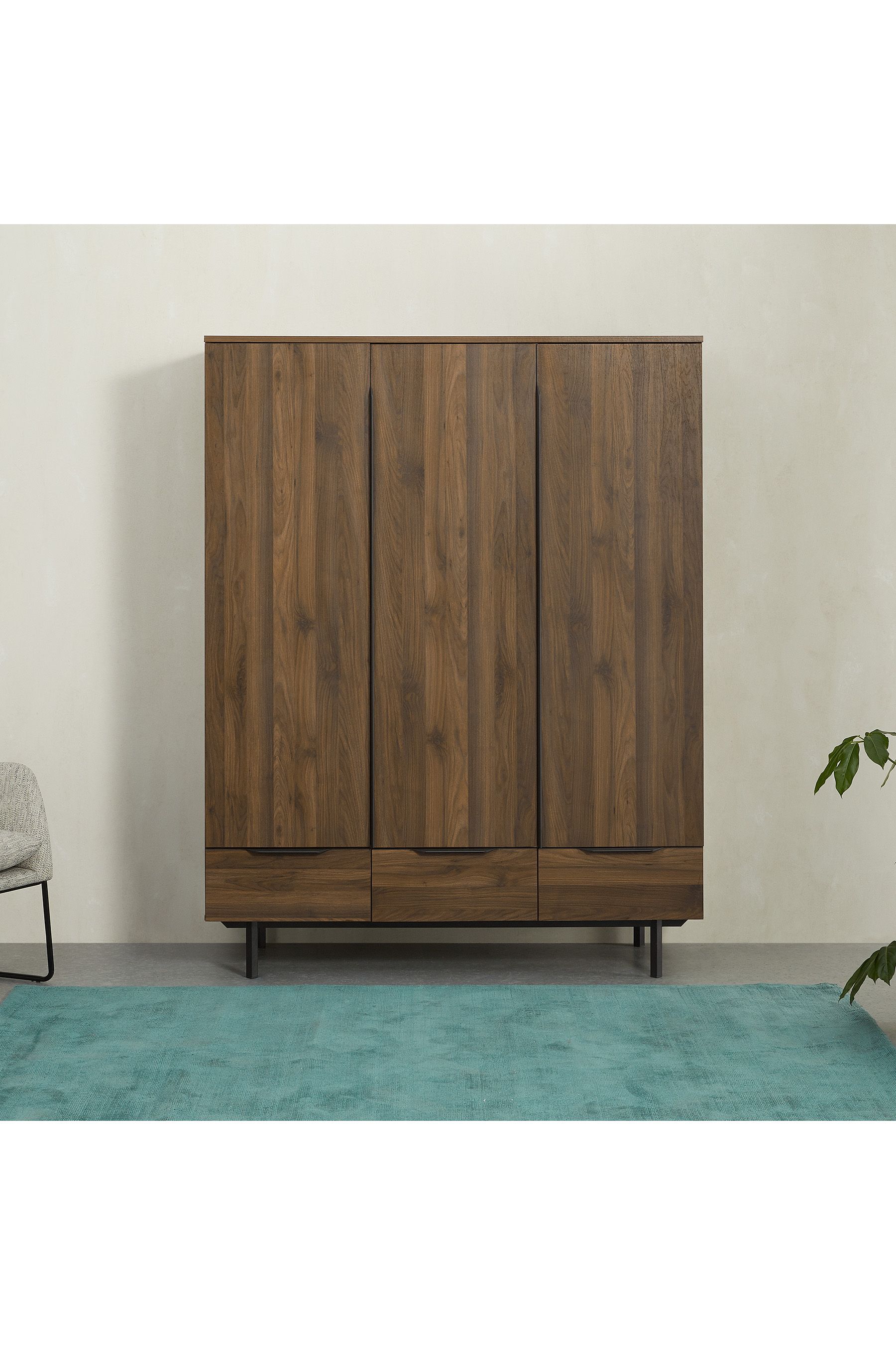 Ropero Clásico Bruce 3 puertas 3 cajones TU MESITA color Marrón