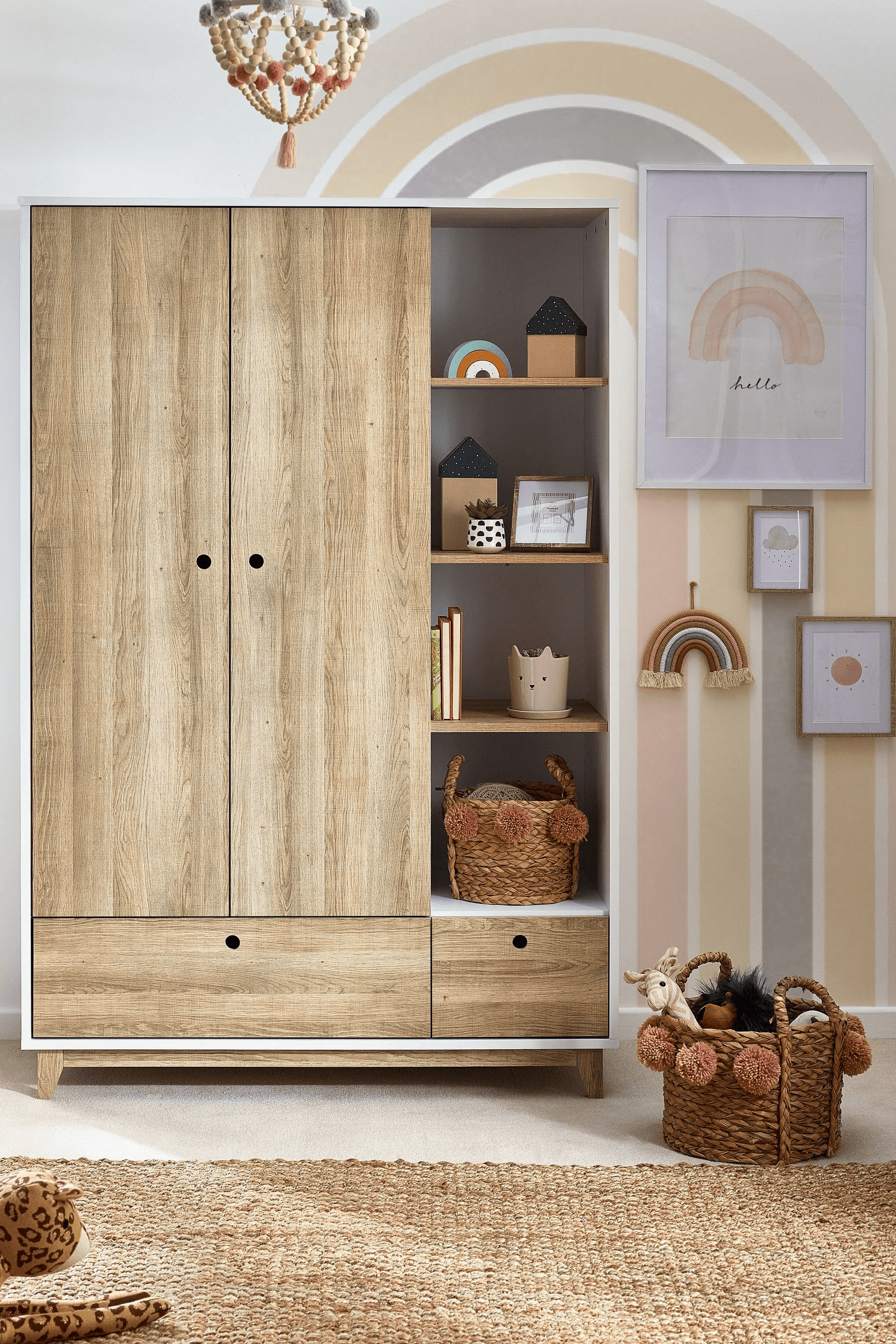 Ropero Infantil Grecia 2 puertas 2 cajones TU MESITA