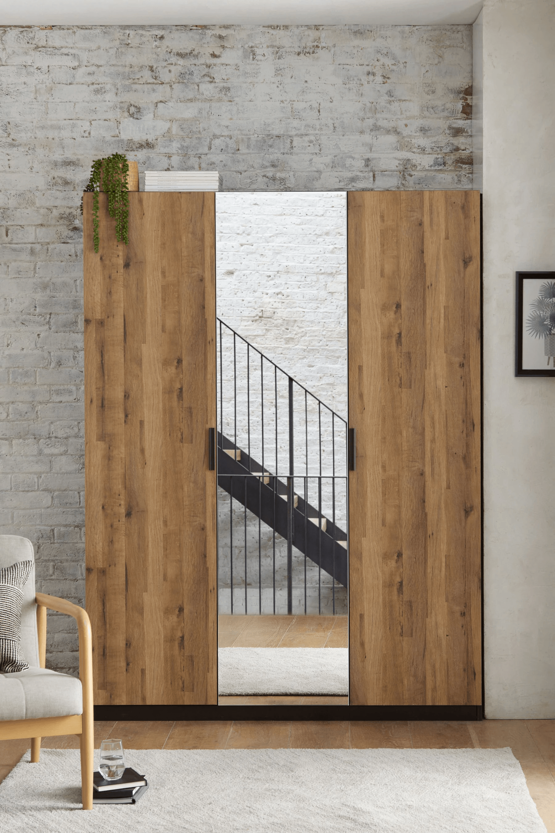 Ropero Rústico Marlon con Espejo color Marrón TU MESITA