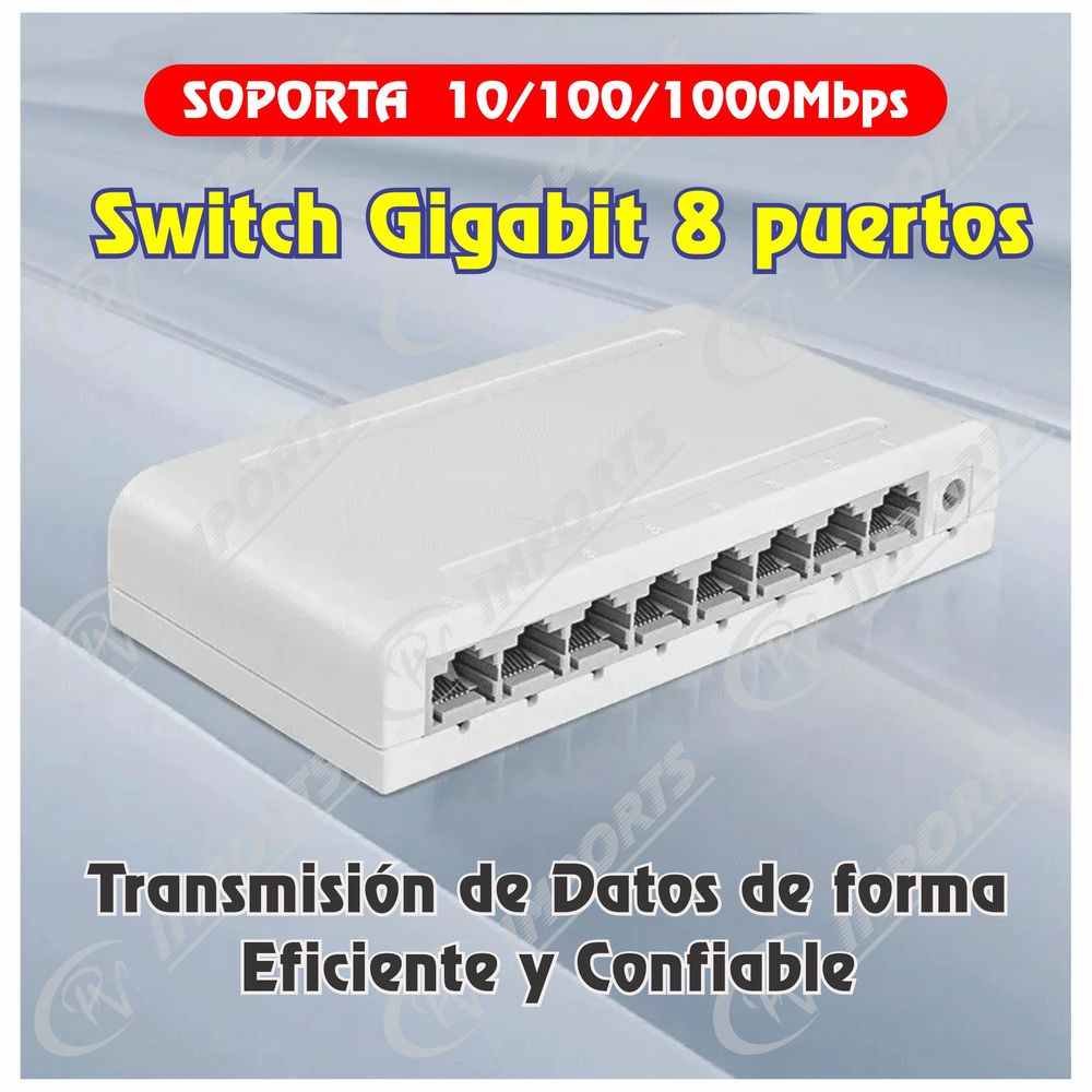 Switch Gigabit 8 Puertos 10 100 1000Mbps con luces LED - Promart