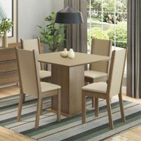 Juego de Comedor Alana con 4 Sillas Marrón/Crema/Perla