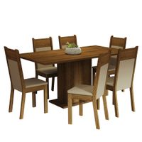 Juego de Comedor Augusta con 6 Sillas Marron/Crema/Beige