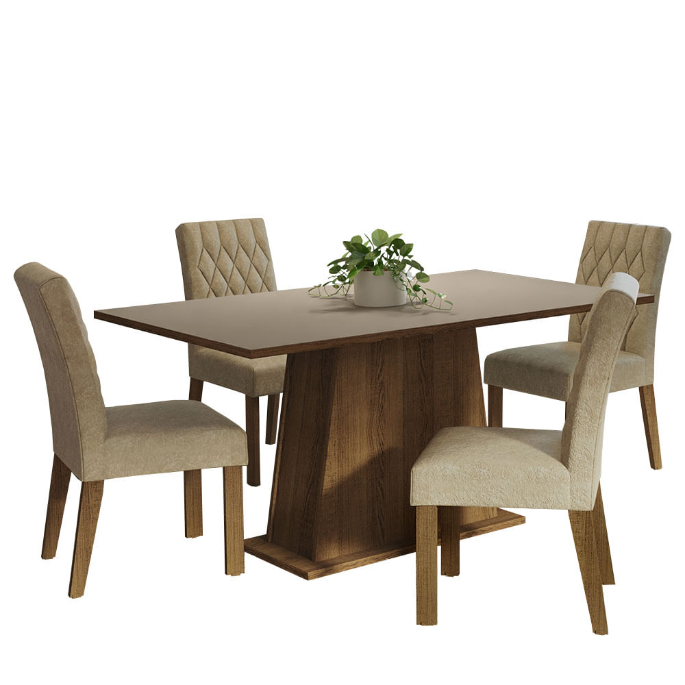 Juego de Comedor Ashley con 4 Sillas Marron/Crema/Imperial