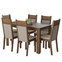 Juego de Comedor Bahamas con 6 Sillas Marron/Crema/Beige