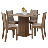 Juego de Comedor Briana con 4 Sillas Marron/Crema/Sintetico Beige