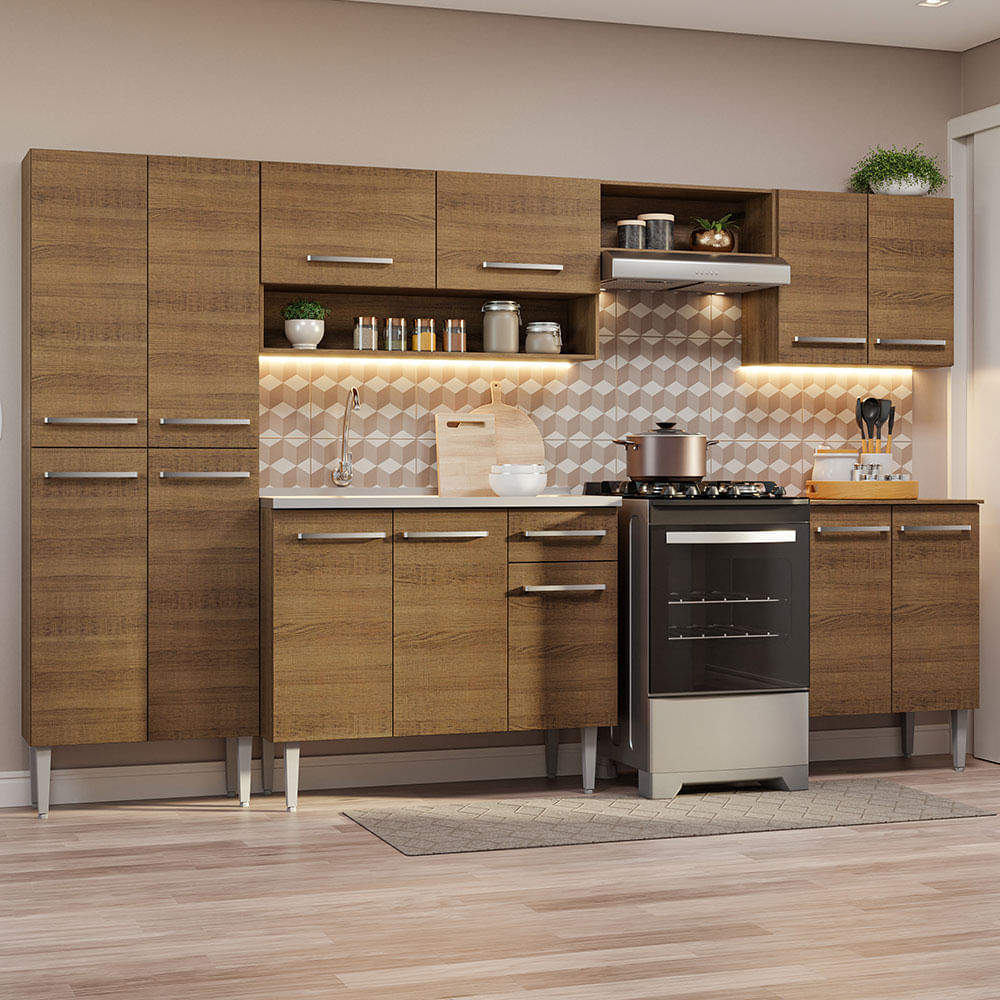 Cocina Integral 293cm con Fregadero Marron Emilly 08