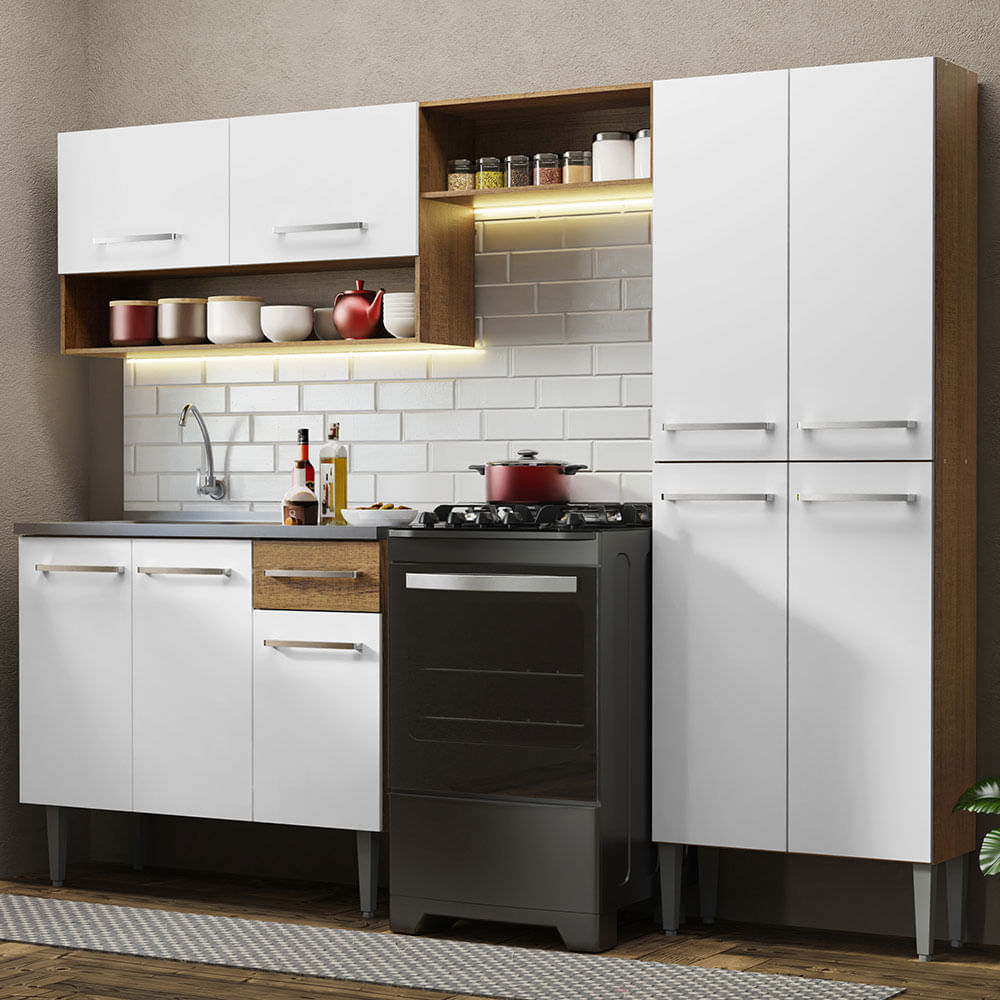 Cocina Integral 229cm con Fregadero Marron/Blanco Emilly 10