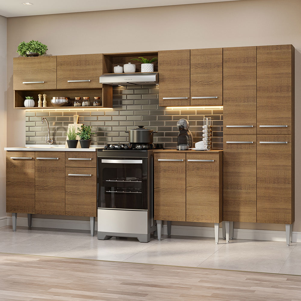Cocina Integral 293cm con Fregadero Marron Emilly 09
