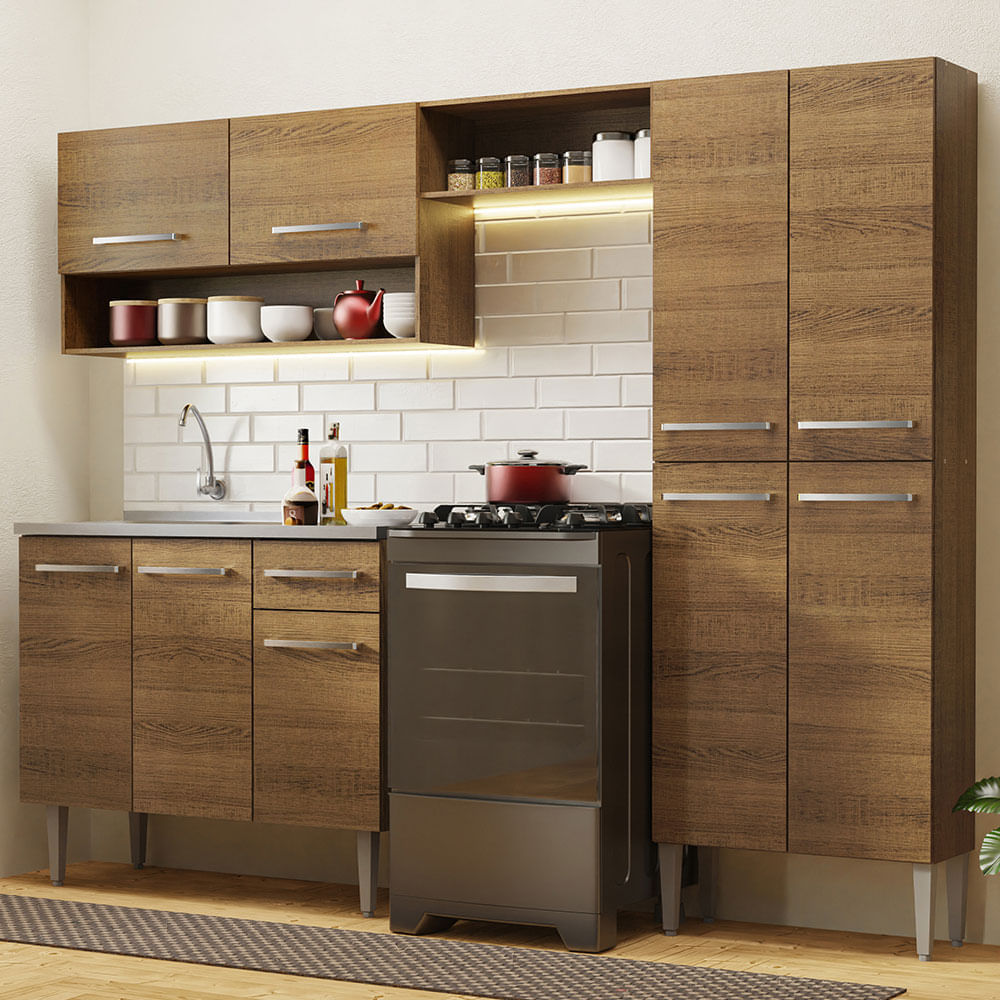 Mueble de Cocina 229cm con Fregadero Marron Emilly 10