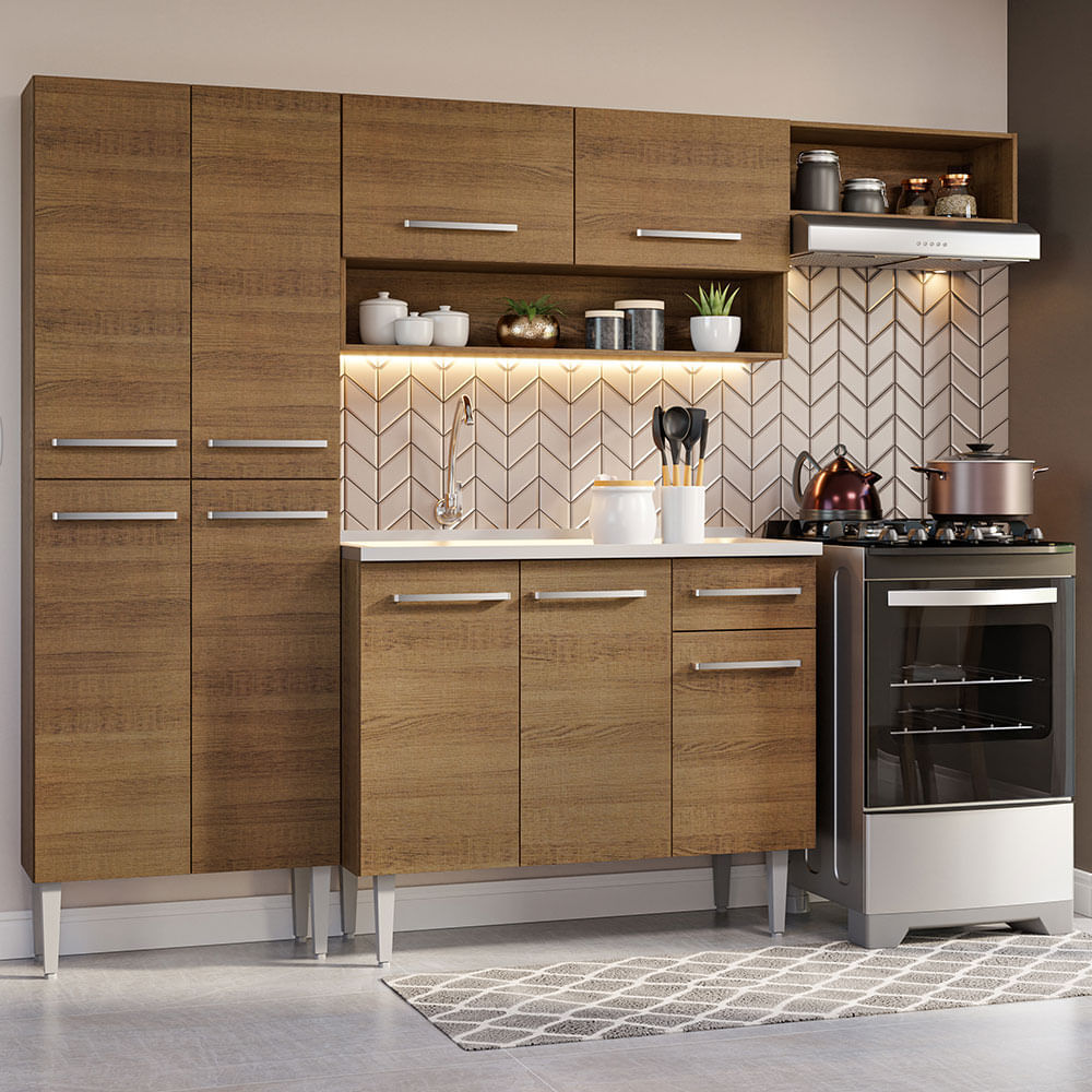 Mueble de Cocina 229cm con Fregadero Marron Emilly 12