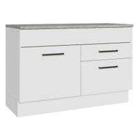 Mueble de Cocina para Fregadero 120 cm 1 Puerta y 2 Cajones (Con Encimera) Blanco Agata