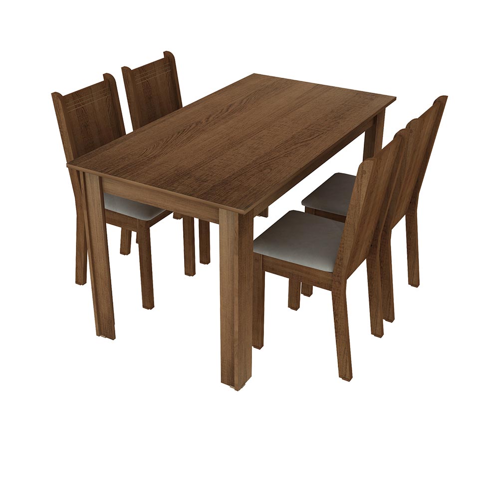 Juego de Comedor Rosie con 4 Sillas Marron/Beige