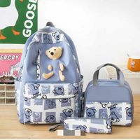 Mochila Grande con Lonchera y Cartuchera para Niñas 2024 Escolar Celeste