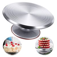 Base Giratoria Plateada para Reposteria Profesional de Aluminio