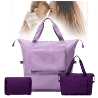 Pañalera Moderna para Bebé Bolso Impermeable Plegable Expandible CC2 Morados