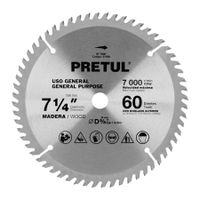 Disco para Sierra Circular 7 ¼"" 60 Dientes Pretul 27059