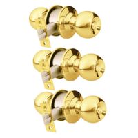 Cerradura de pomo chapa bola dorado pack 3 unidades Hermex - Dormitorio