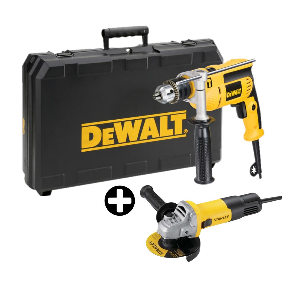 Taladro Percutor Dewalt DWD024K 1/2"" + Amoladora Angular SG7115 4 1/2""