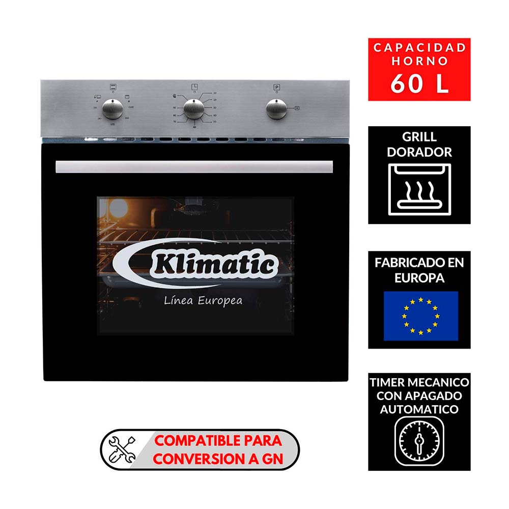 COMBO Cocina Empotrable Aosta 60 Negra 60cm Klimatic + Campana ...