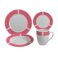 Set de Vajilla Porcelana Orange Modelo 16 piezas Mod Decal Lluvia Blanco