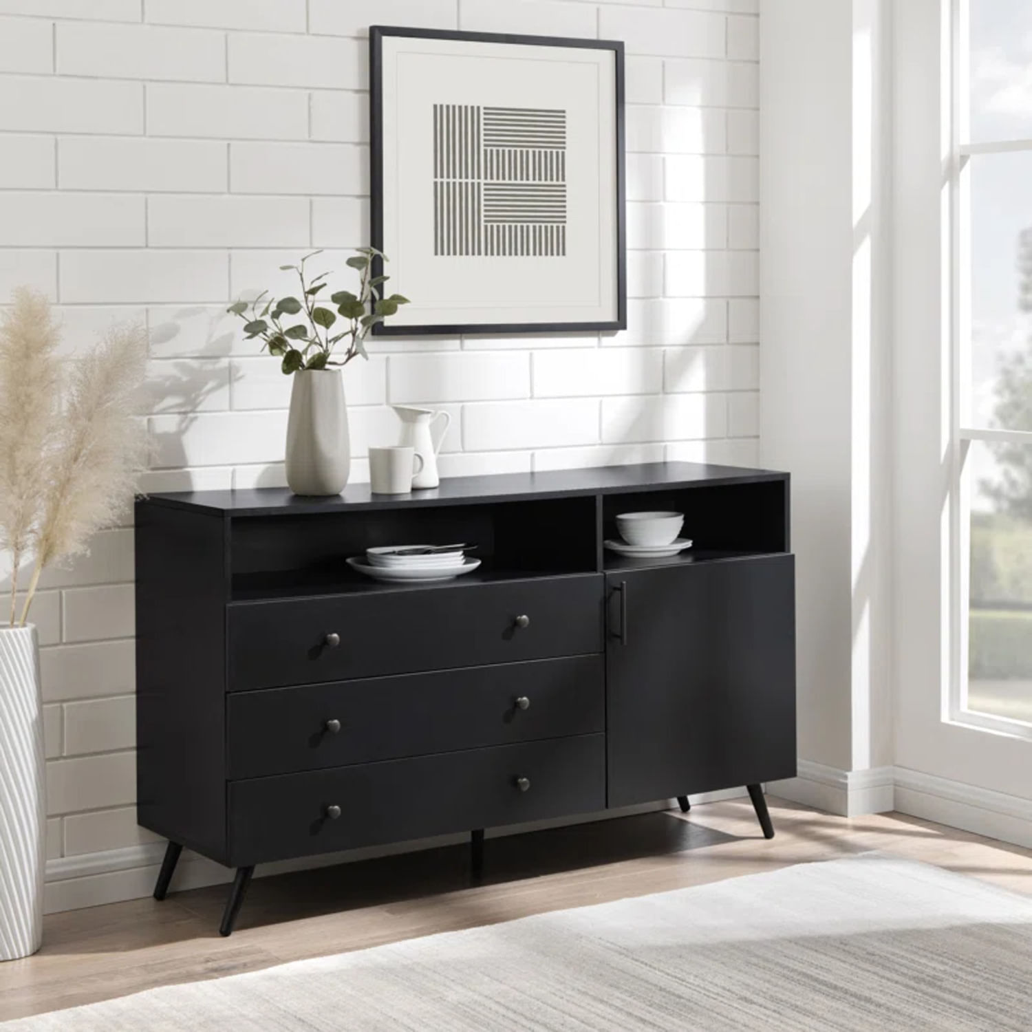 Aparador Moderno Min Negro R&R MUEBLES