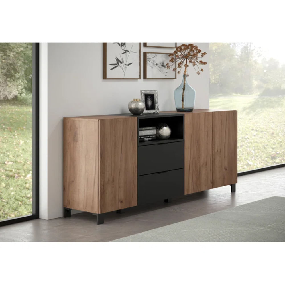 Aparador Moderno Reine Marron y Negro R&R MUEBLES