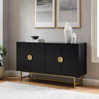 Aparador Moderno Simón Negro 4 Puertas R&R MUEBLES