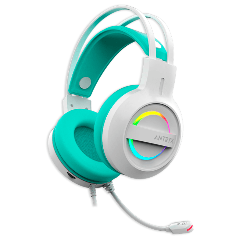 Audifono Gamer  Antryx Iris-W Turquesa 7.1 Virtual Usb Agh-7100wte