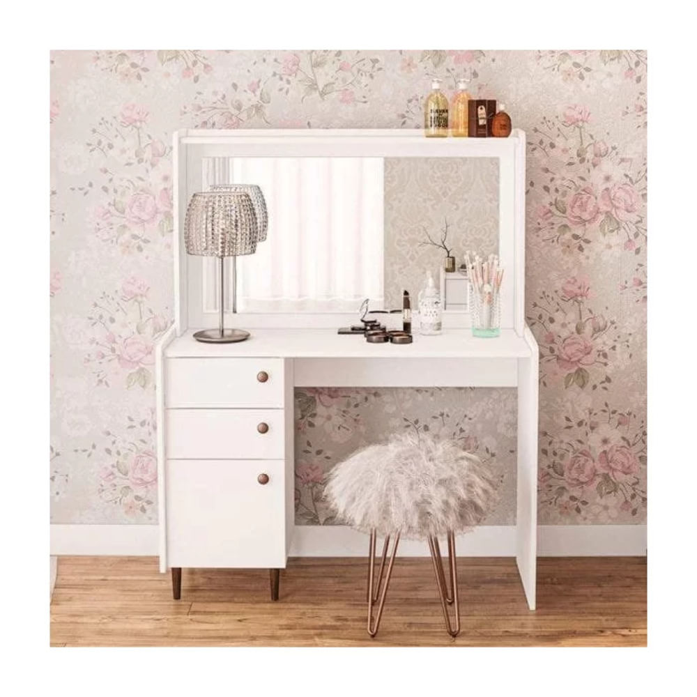 Tocador Juvenil Roma color Blanco con espejo TU MESITA