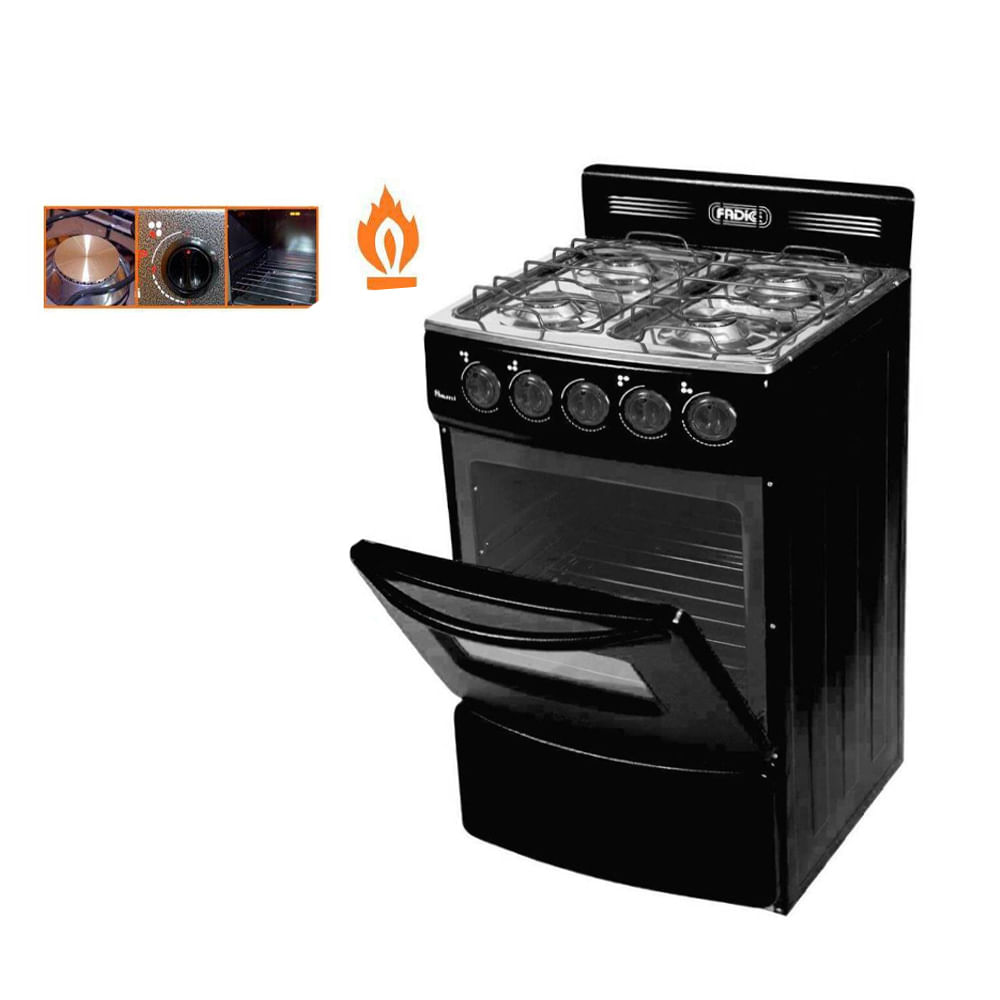 Cocina Fadic con respaldar y Horno 20 Sami 4H Negro