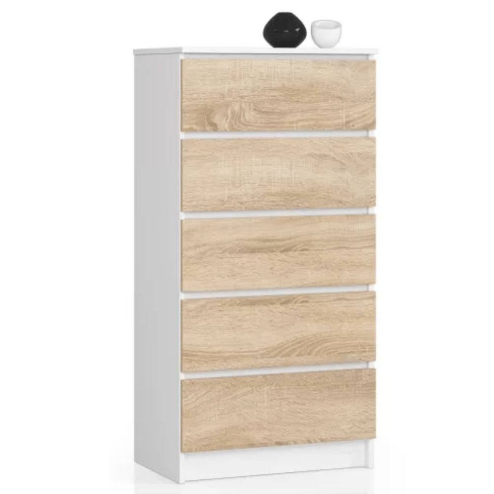 Comoda 5 cajones Gemma Sahara & Blanco Muebles Bonno