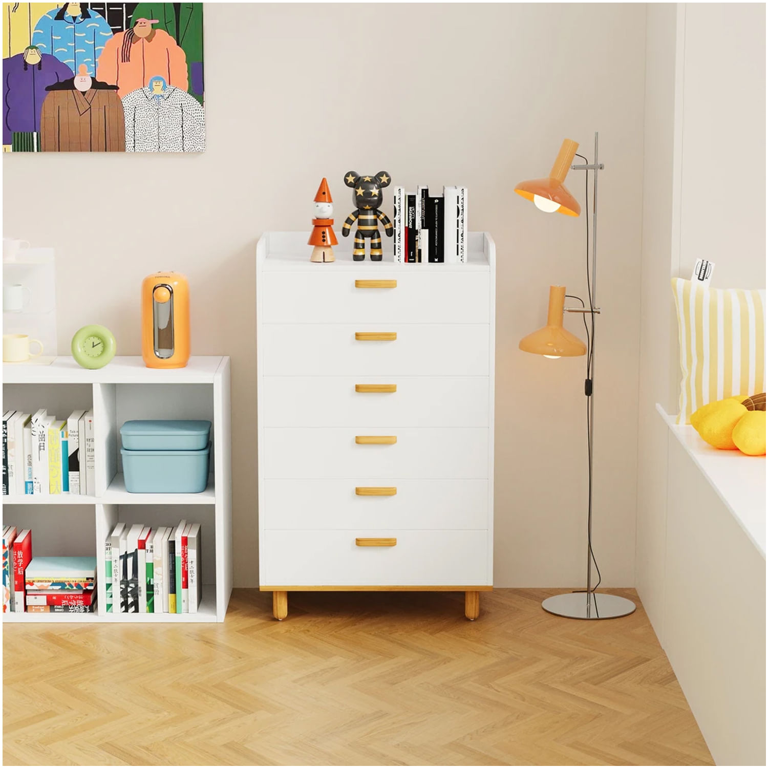 Cómoda para Niños Vintage Mickey 6 Cajones Color Blanco