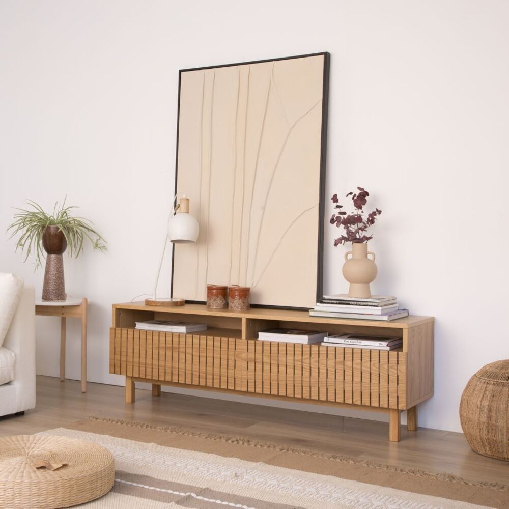 Aparador Bajo Moderno Akira color Marrón 2 cajones TU MESITA