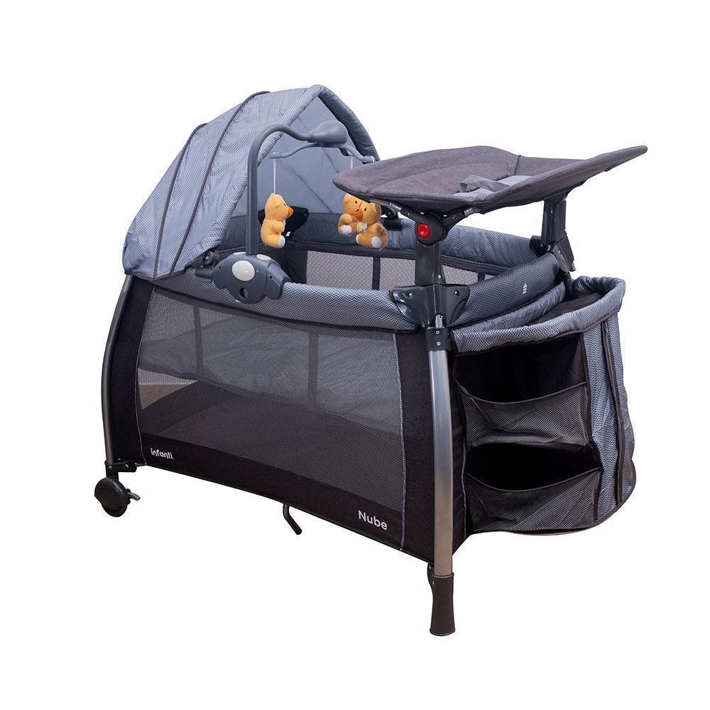 Corral Cuna Infanti Nube Zigzag Grey