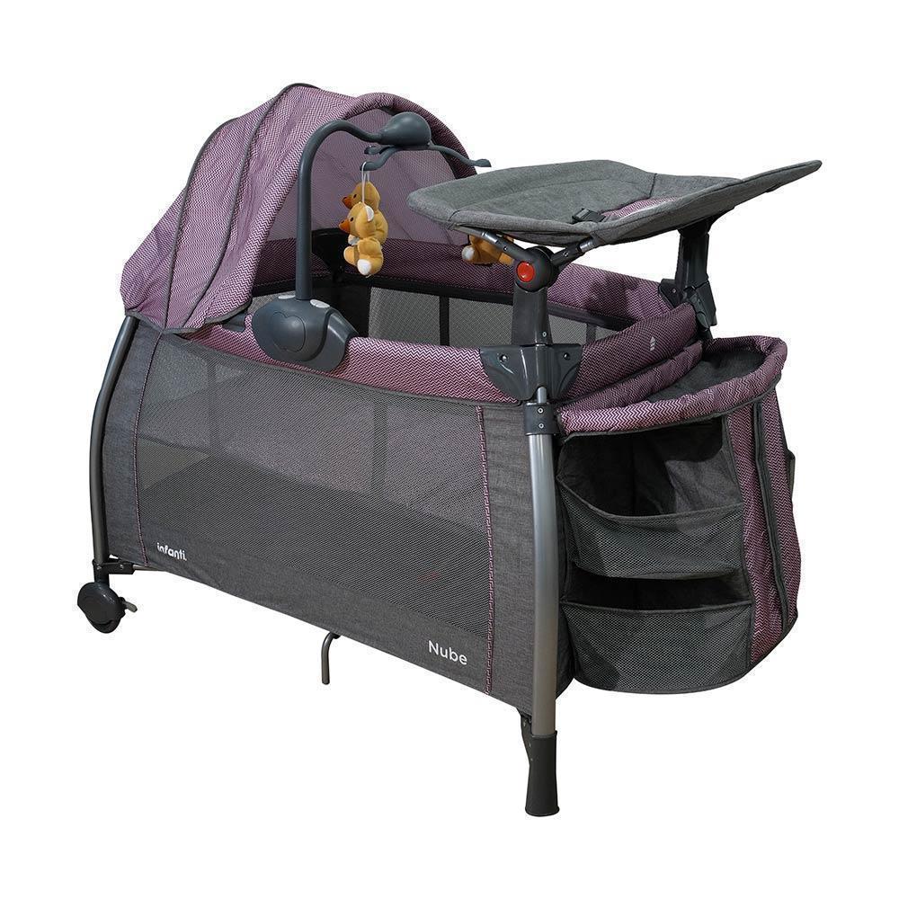 Corral Cuna Infanti Nube Zigzag Pink