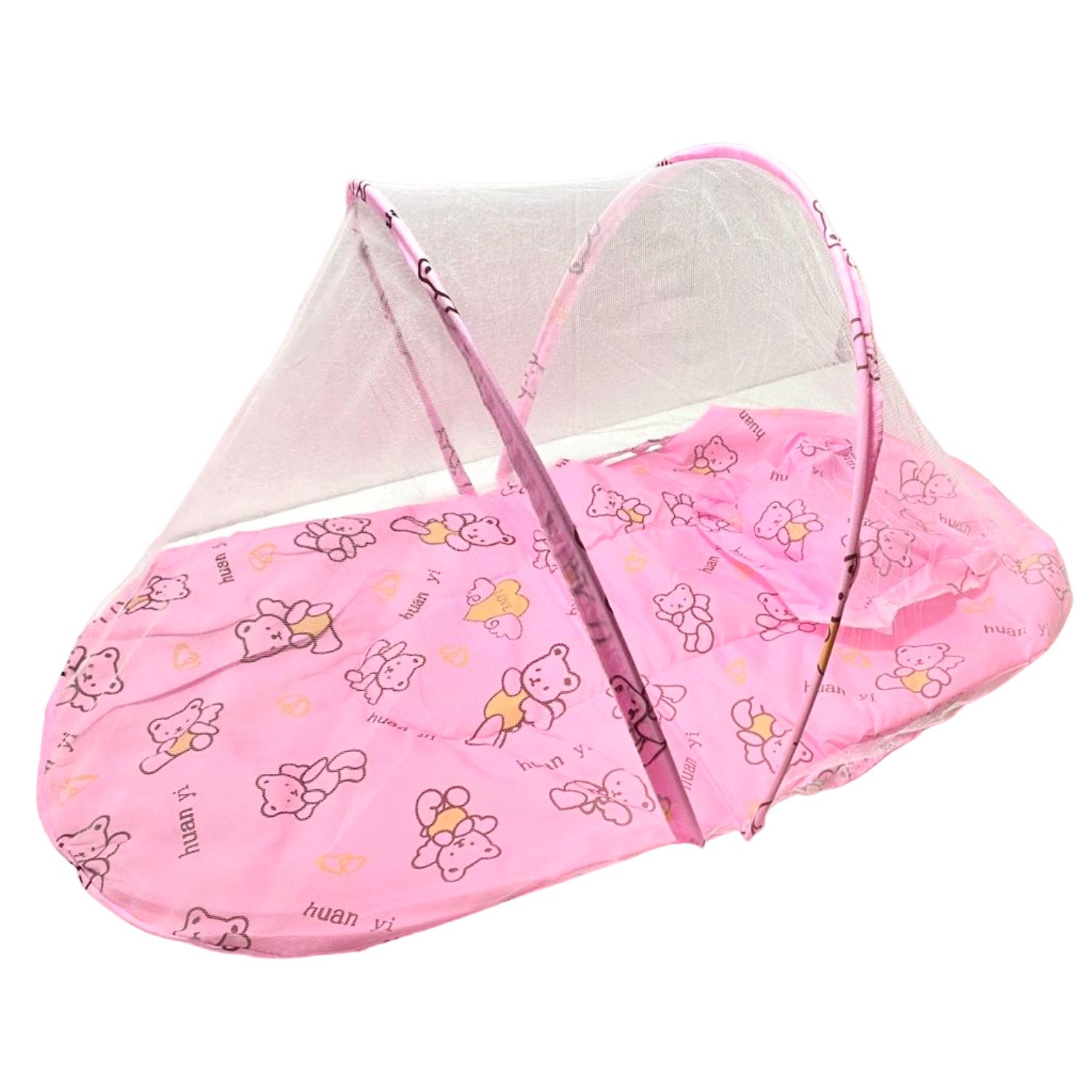 Cuna con Mosquitero para Bebe Generico Osita Rosa
