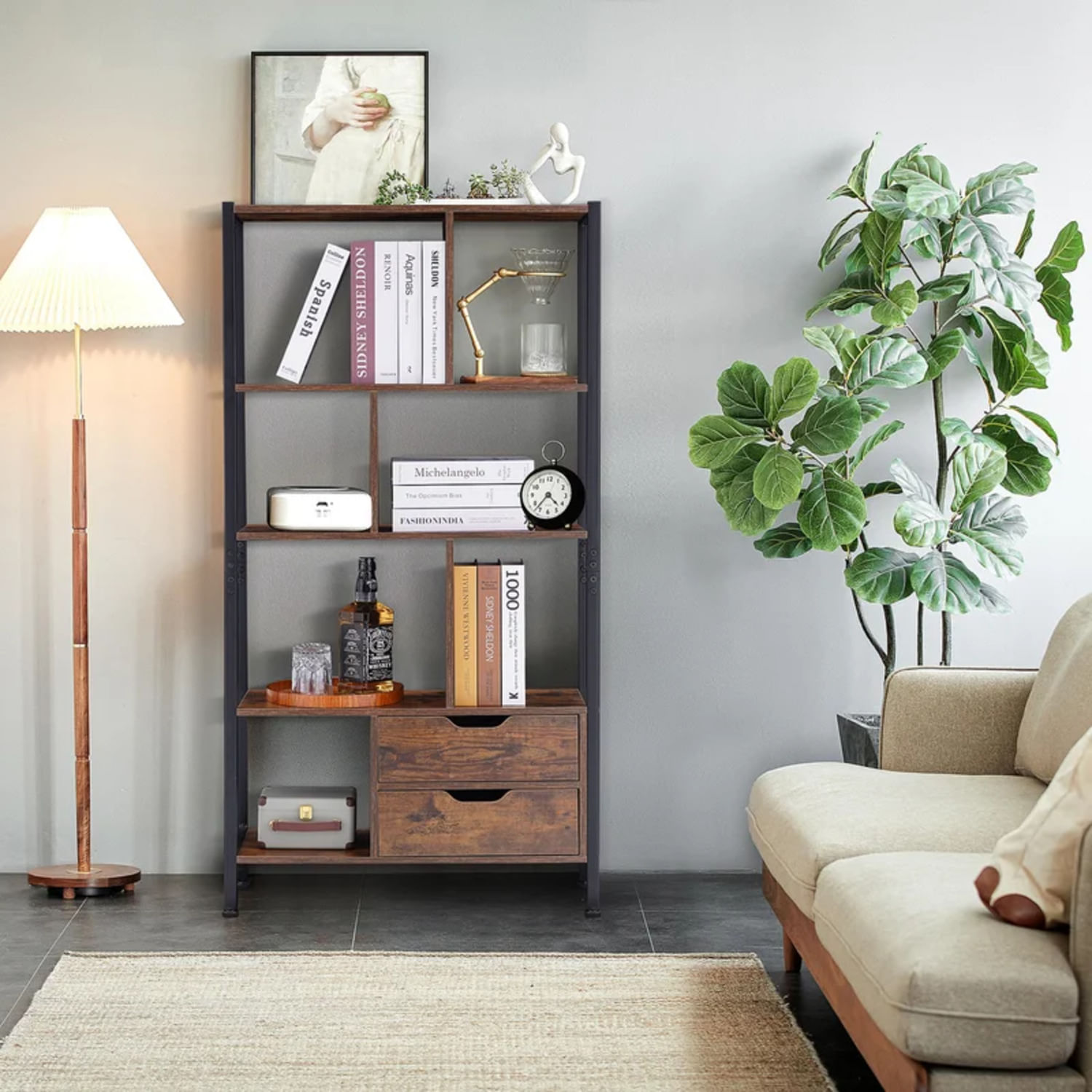 Estante Librero Estilo Industrial Humberto Marrón R&R MUEBLES