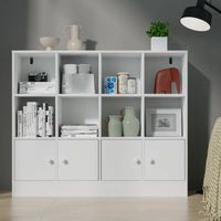Estante Librero Moderno Maju Blanco 4 Puertas R&R MUEBLES
