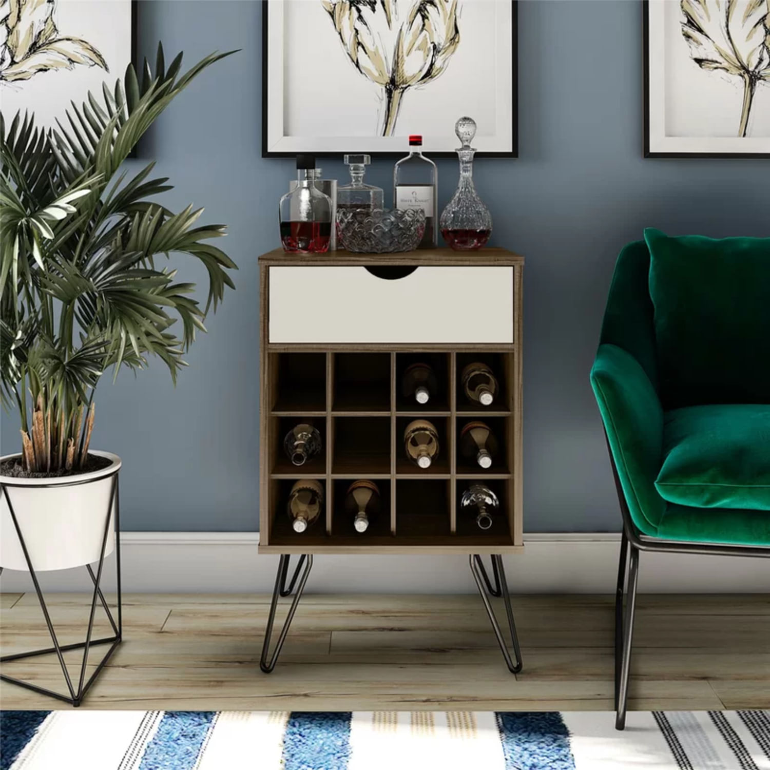 Mueble de Bar Moderno Soa Marrón/Blanco R&R MUEBLES