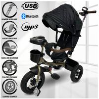 Triciclo Guiador 3 en 1 Fort Premium USB Negro