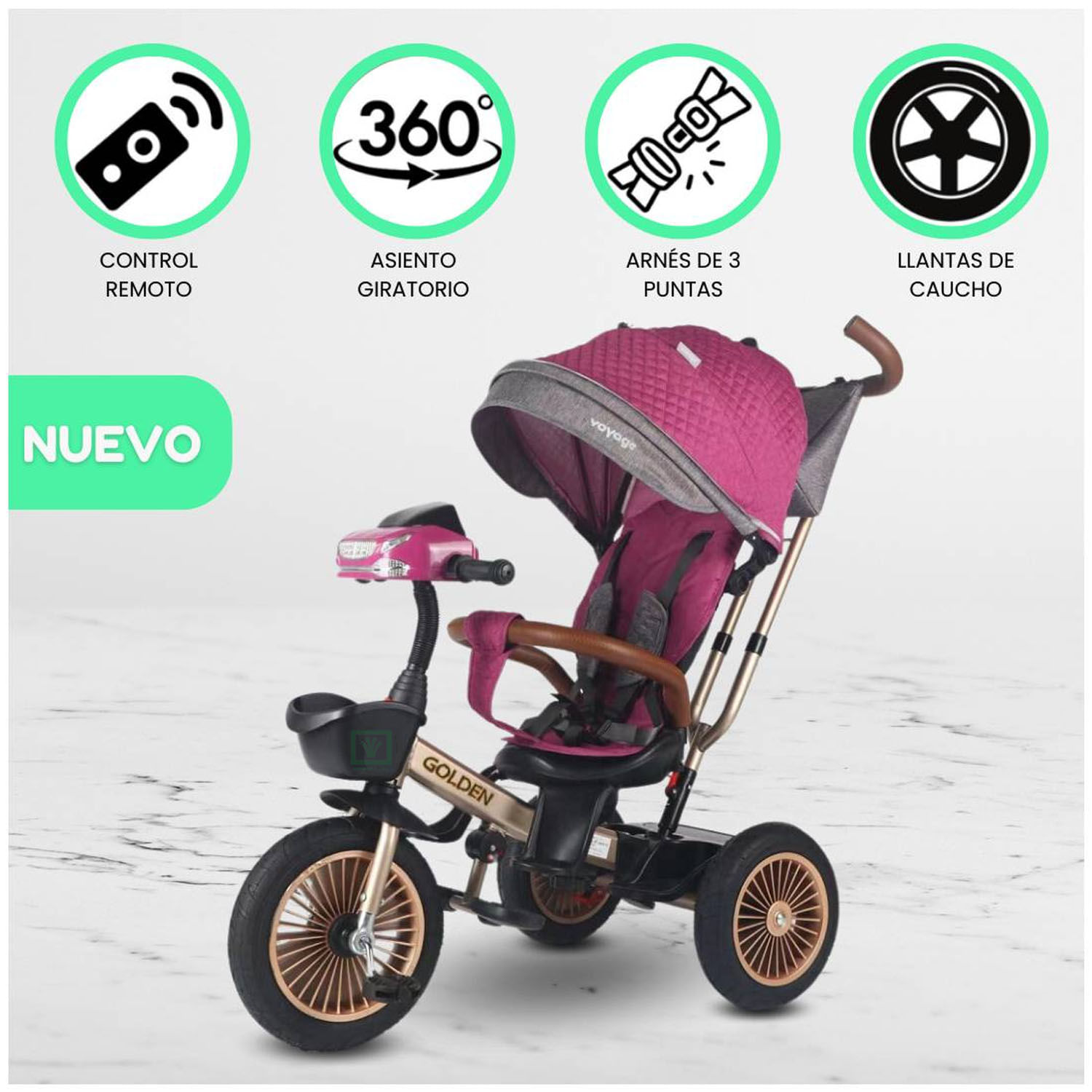 Triciclo Guiador Para Niños Voyage Golden II Purple