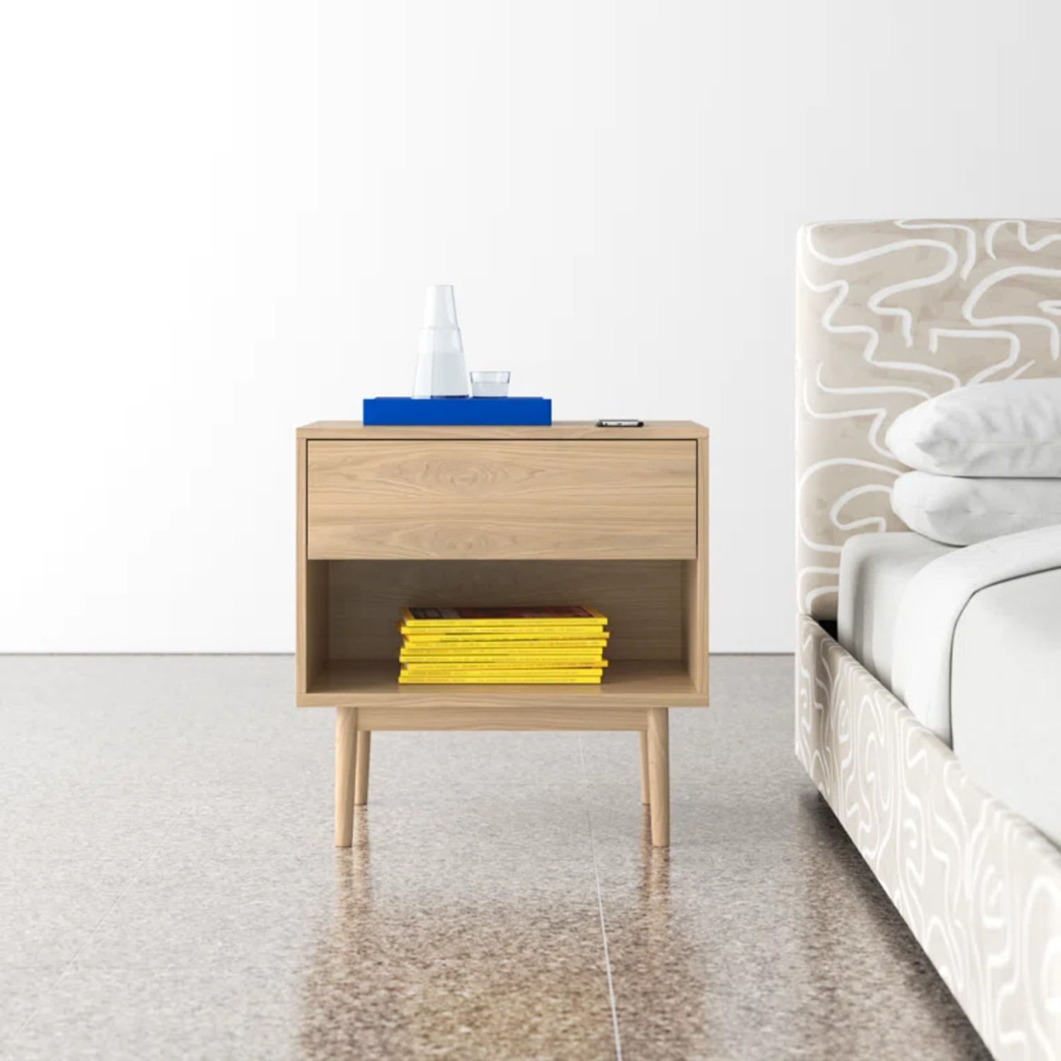 Velador Mesa de Noche Merly Marrón Claro R&R MUEBLES