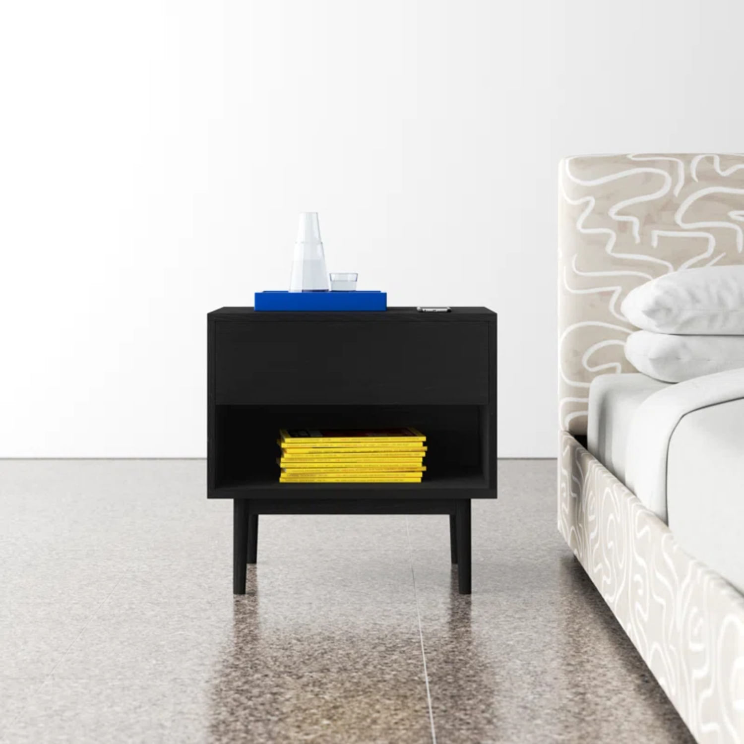 Velador Mesa de Noche Merly Negro R&R MUEBLES
