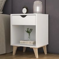 Velador Vintage Girona Blanco 1 Cajón R&R MUEBLES