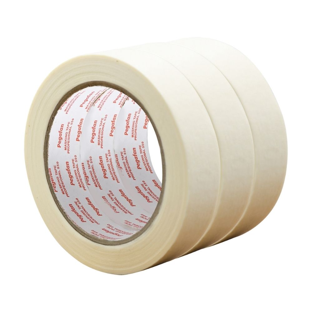 Cinta de Papel Crepé Profesional 24mm x 36m Pegafan Pack de 3 Unidades