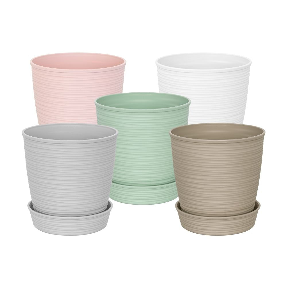 Maceta Redonda Piedra 11x10cm con Plato Reyplast